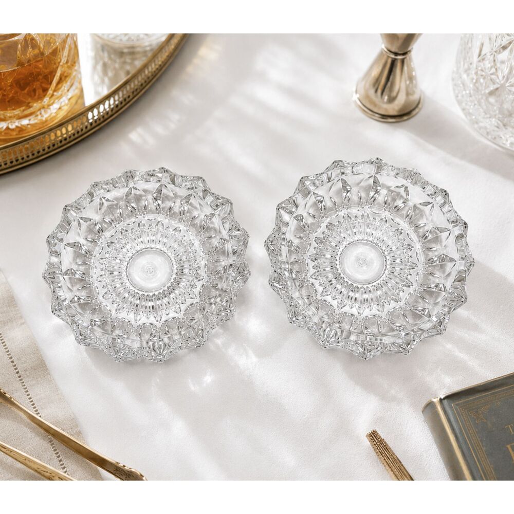 Vintage Clear Glass MCM Ashtrays Set of 2